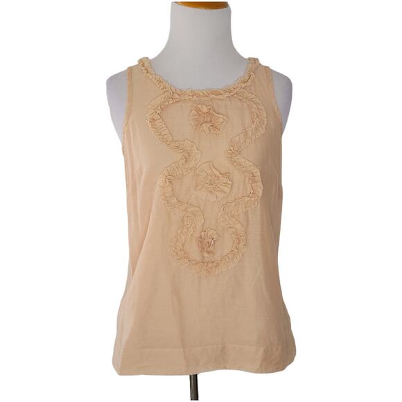 J. Crew Silk Ruffle Swirl Tank Blouse Pink Blouse Summer Girly Women 0 - Picture 1 of 13
